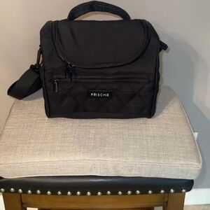 NWT! Prische Black Quilted Travel Lunch Bag with Adjustable  Strap